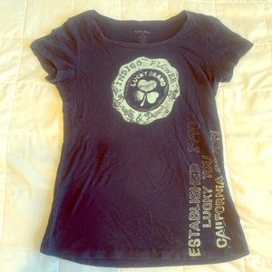 Lucky Navy blue, boat neck shirt